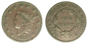 1828 N-6, Lg narrow date, VF-30